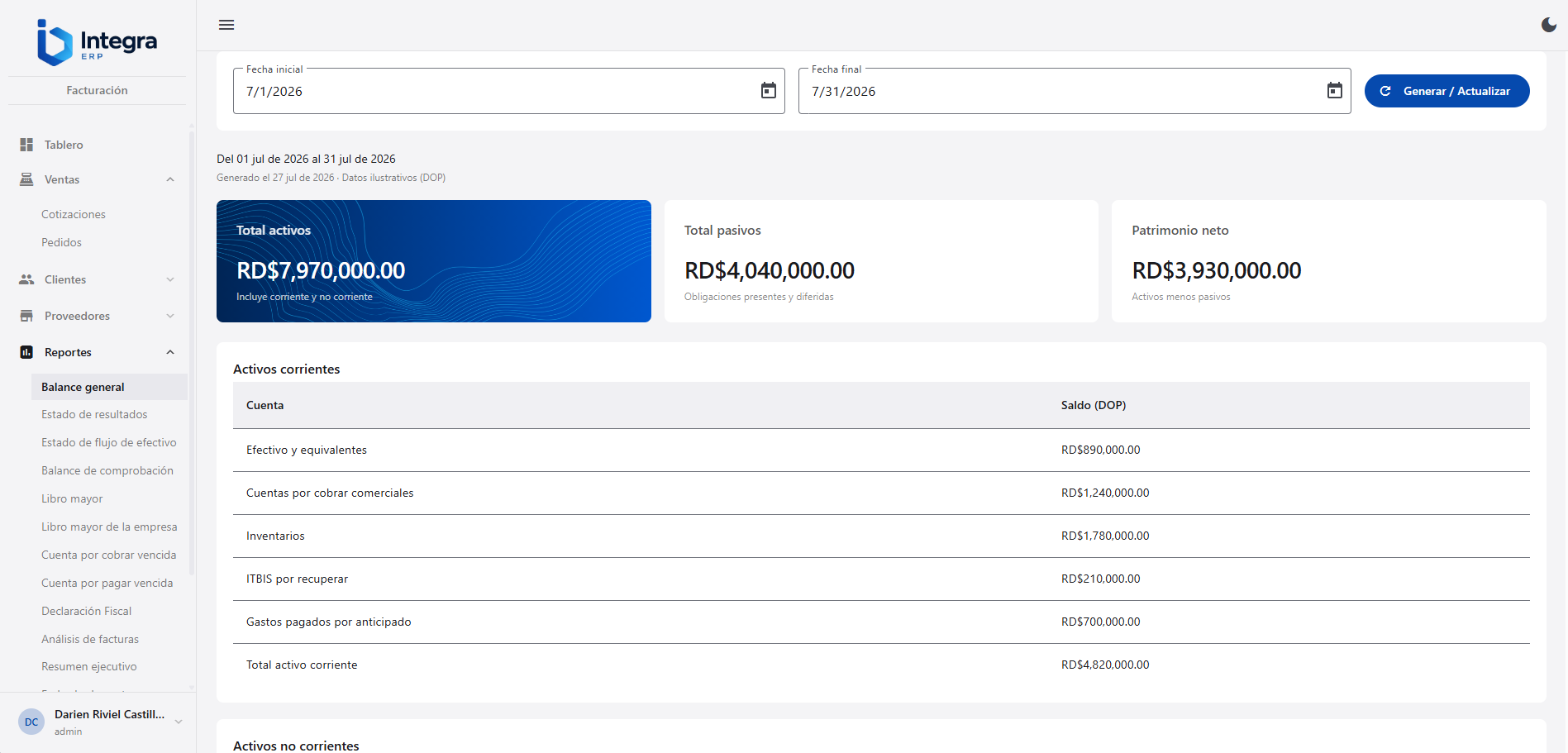Capturas del sistema Integra ERP desarrollado por Primex (4 de 4)